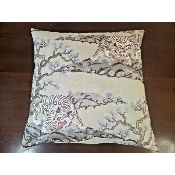 Chonburi Pillow - Zen Easy Tiger Embroidered Decorated Fabric in Zen